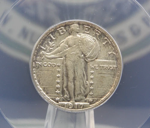 1917 "P" Standing Liberty Quarter *TYPE 2* 25c ANACS AU58 #342 About Unc ECC&C