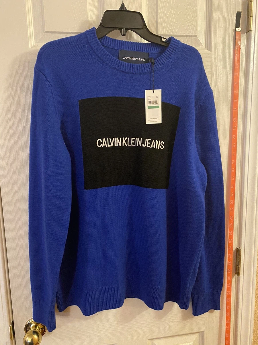 Calvin Klein Jeans Men's Logo Sweater, Blue, Size L Original Price