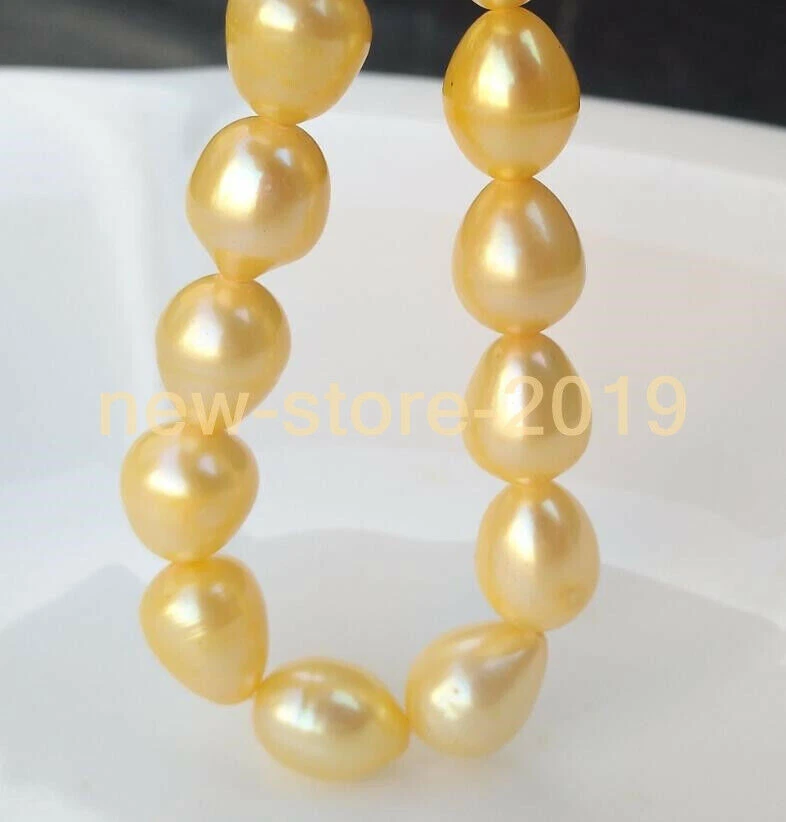 AAA++ Real South Sea Pearl Bracelet Natural 8x10mm Yellow 7.5-8" S925 Sliver - Image 4 of 4