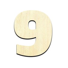 Number 9 Cut Out Unfinished Wood Shape Craft Supply