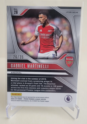2024-25 PANINI PRIZM PREMIER GABRIEL MARTINELLI WHITE PRIZM #26 Ser #26/35 - Picture 2 of 2