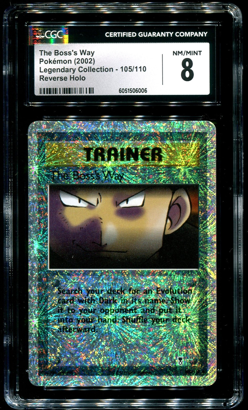 CGC 8 The Boss's Way Reverse Holo Legendary Collection 2002 Pokemon Card #105