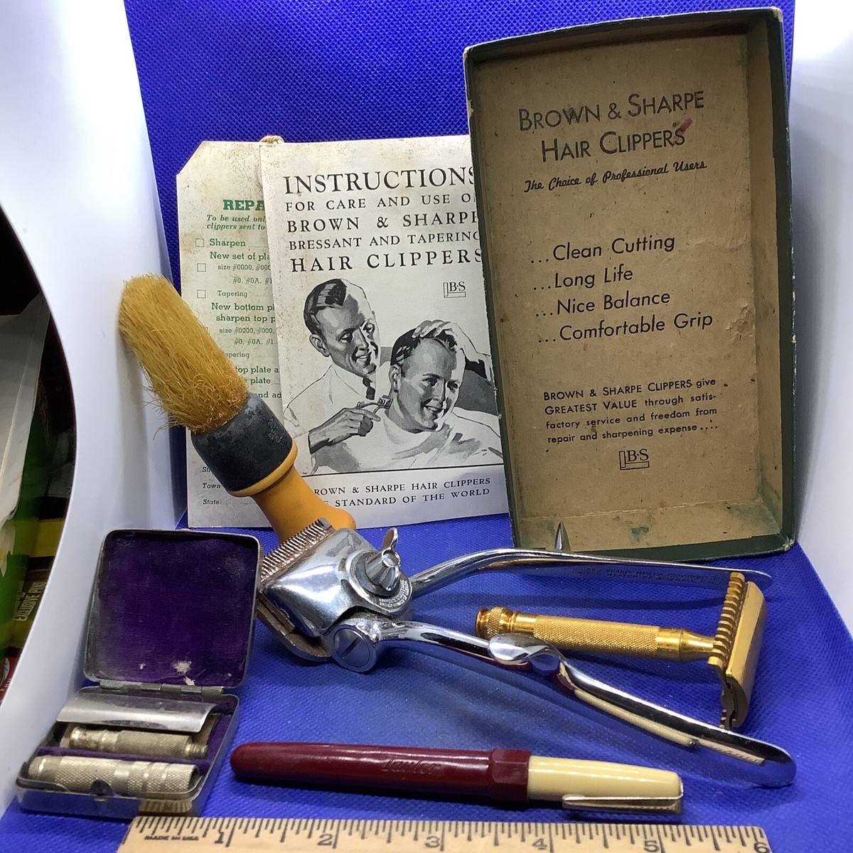 Vintage Lot Barber Brown & Sharpe Bressant Hair Clippers, Travel