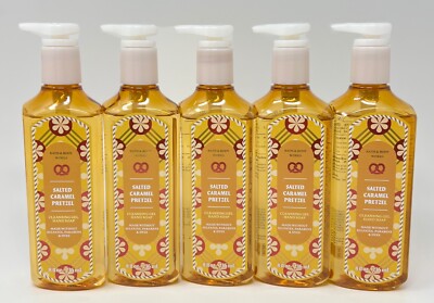 5 NEW BATH & BODY WORKS SALTED CARAMEL PRETZEL CLEANSING GEL HAND SOAP WASH 8 OZ