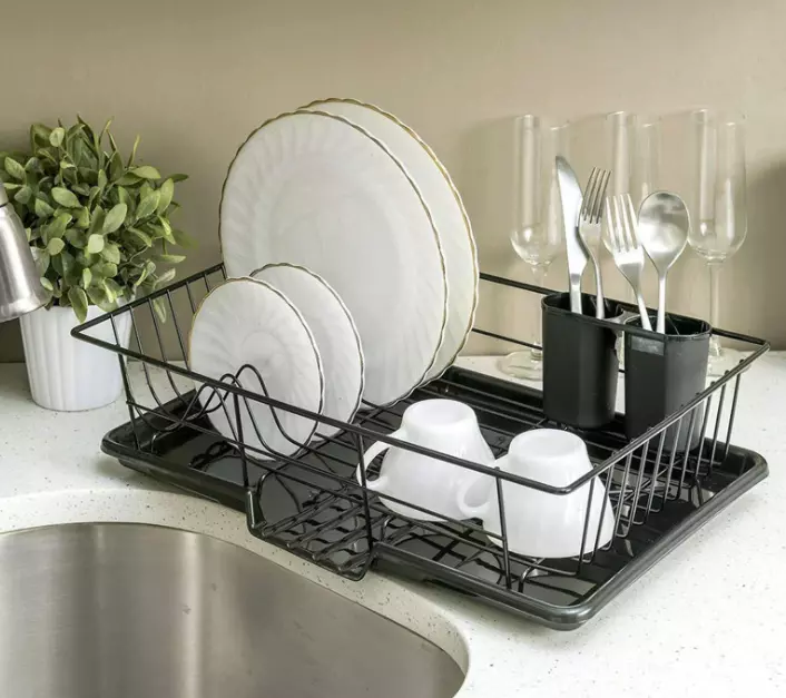 Sink Dish Drying Rack, Over Sink Kitchen Stainless Steel Dish Drainer And  Utensil Holder, Silver