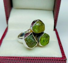 Natural Peridot Ring 925 Sterling Silver Handmade Ring Raw Gemstone Ring R97
