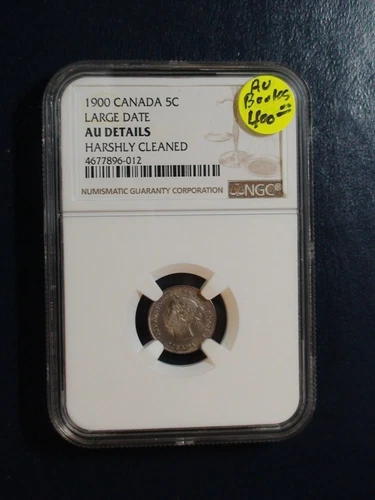 1900 Canada Five Cents NGC AU LARGE DATE SILVER 5C Coin BUY IT NOW!