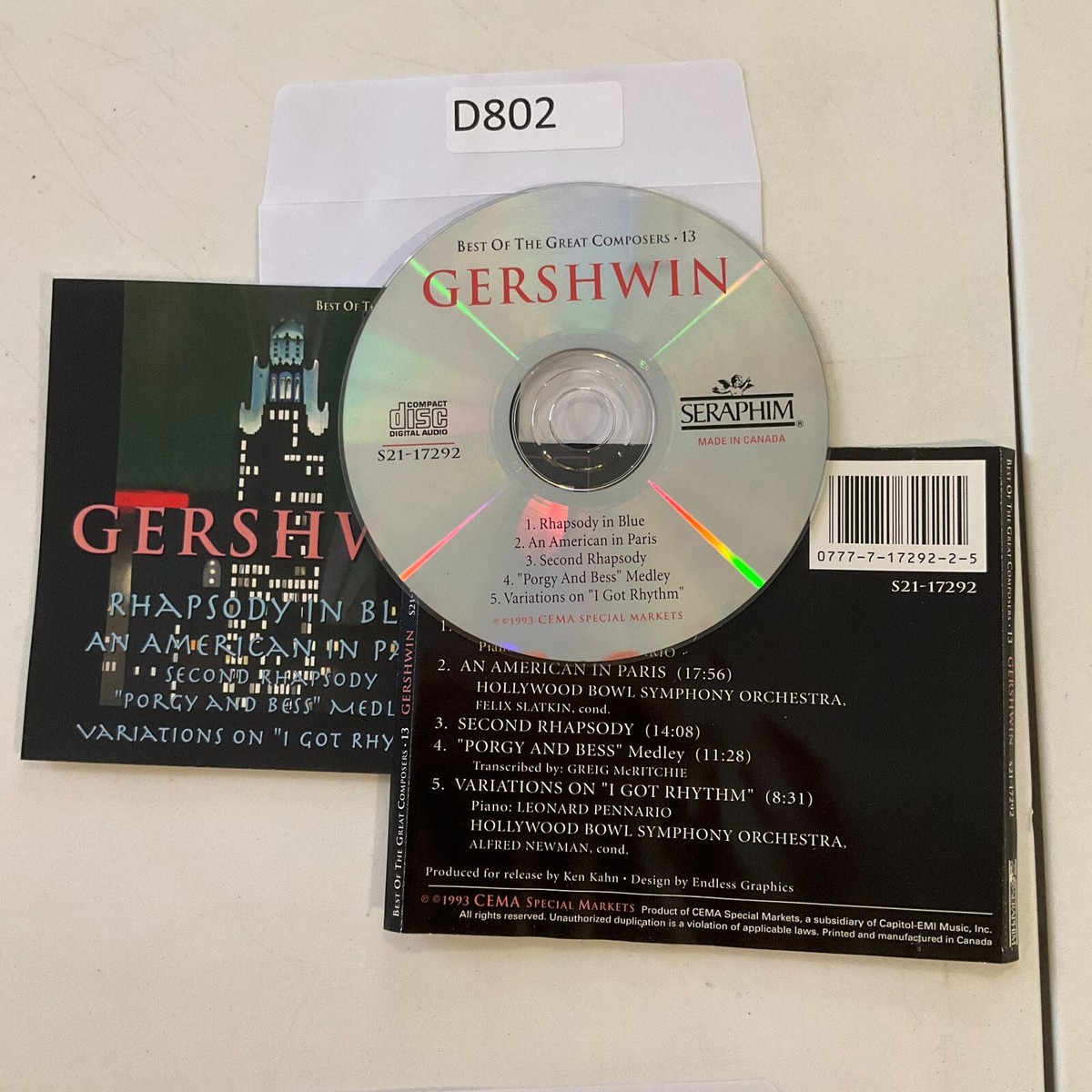 Best of the Great Composers 13 - Music CD - Gershwin No Case No