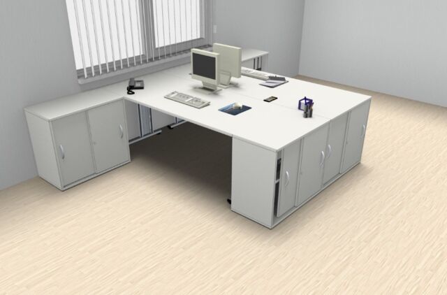 Doppelarbeitsplatz GD618 Schreibtisch Schiebetürenschrank vh-büromöbel Bürotisch