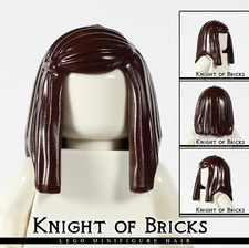 LEGO Minifigure Hair DARK BROWN 92083 Female Girl Long Straight with Side Part