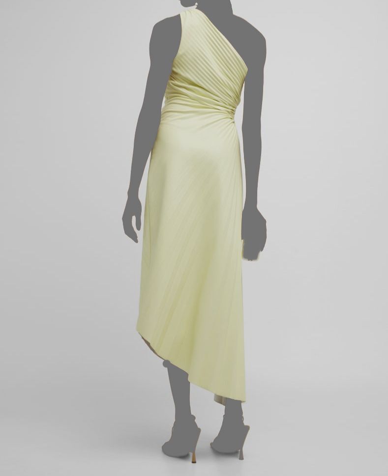 open lace back dress Back in Stock! ALC Delfina Toga One Shoulder Cut Out Midi Pleated Dres