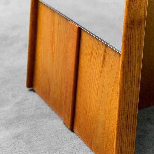 WOODEN FLOOR MIRROR DESIGN 1970s VINTAGE MODERNIST - Picture 2 of 5