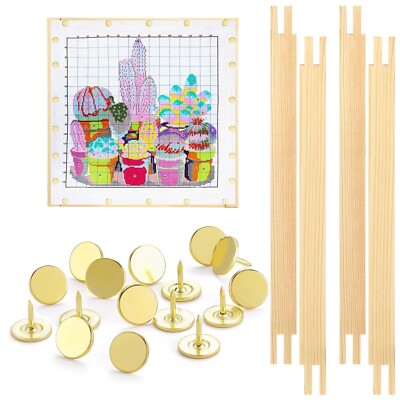 Glooglitter 2 Sets Stretcher Bars for Needlework with Thumb Tacks Regular Nee...