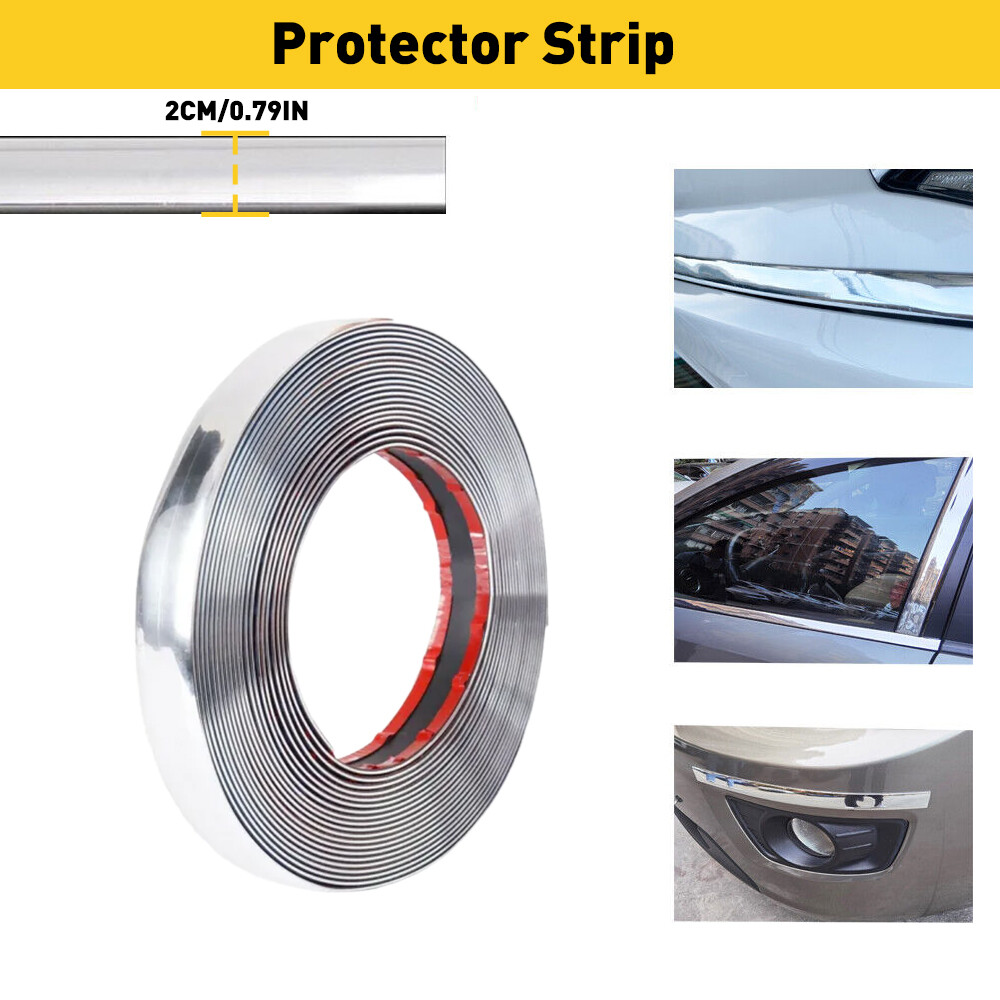 0.8INx16FT Car Moulding Trim Strip Door Window Guard Protector Universal Chrome