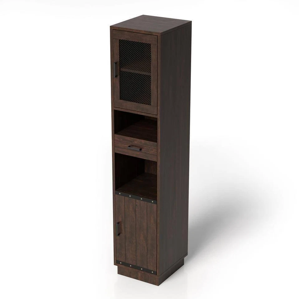 Furniture of America Media Storage TV Tower 75.4"H x15.7"W x16.7"D Wood Walnut - Image 3 of 4