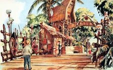 REPRODUCTION VINTAGE-Style POSTCARD Disney Tahitian Village BRAND NEW