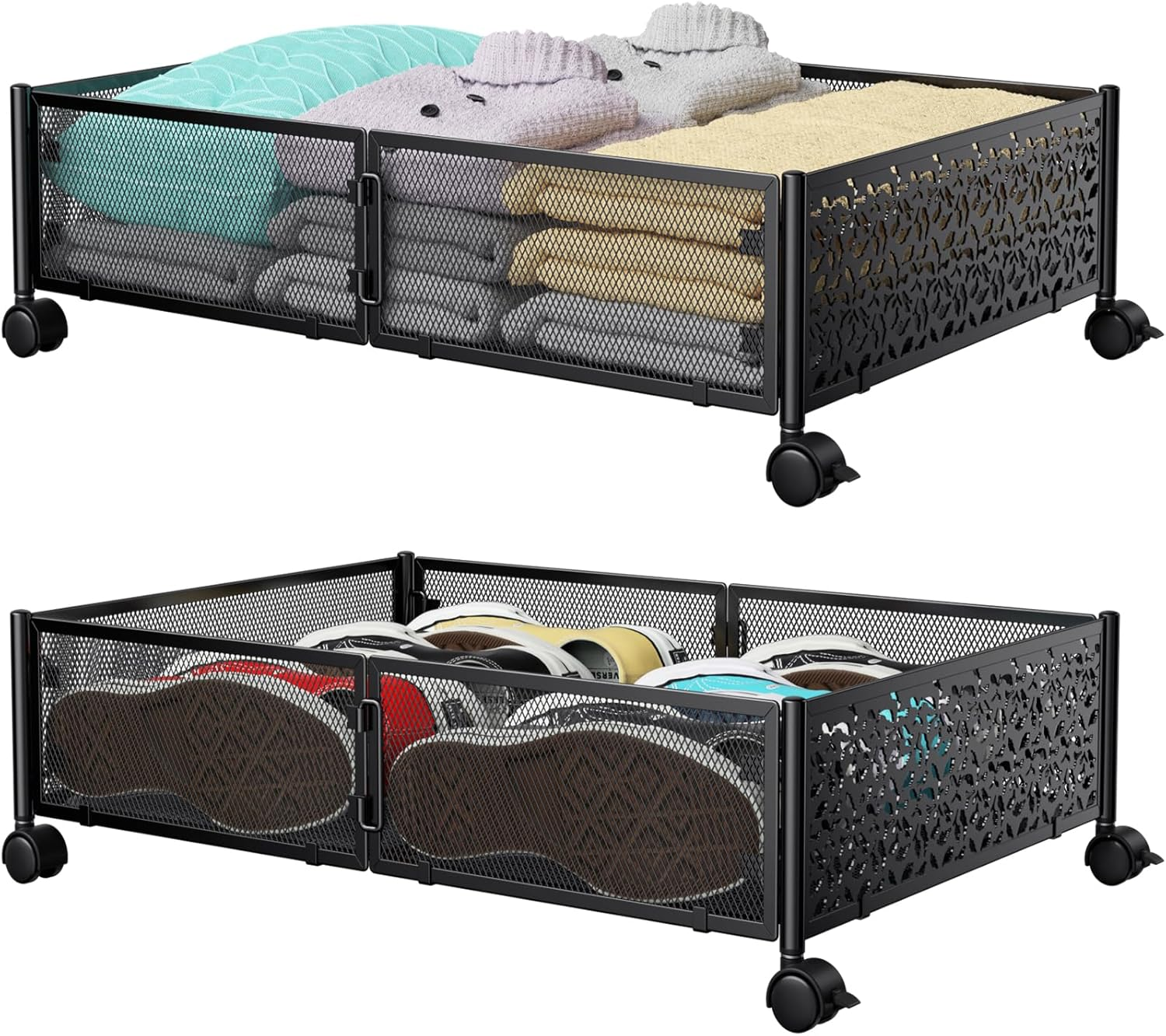 Under Bed Storage Containers with Wheels for Shoes and More-image