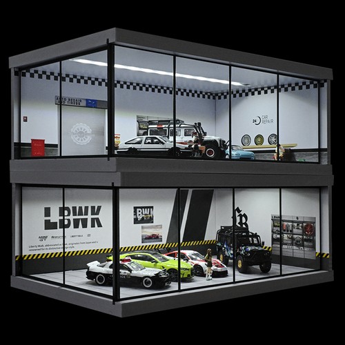 Diorama 1:64 City Car Showroom Model LED Lighting Car Garage Scene Model Display - Picture 6 of 70