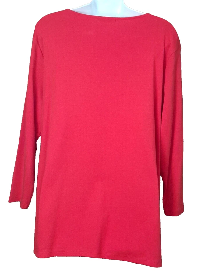 Camisa Pullover Avon Para Mujer Roja Manga Larga Cuello Redondo Algodón Elástico Talla 1X Foto 3 de 4