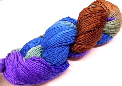 PURPLE+BLUE+GREEN+BROWN 210yd Skein Malabrigo WORSTED K-D MERINO X-Soft YARN