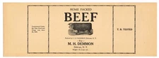 ORIGINAL TIN CAN LABEL VINTAGE 1910 PRIMATIVE BEEF STEER DELEVAN DEMMON NEW YORK