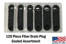 120 Piece Fiber Oil Drain Plug Gasket Assortment Kit - USA Made - 6 Washer Sizes