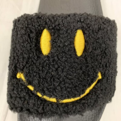 New Chinatown Market Smiley Black Sherpa Slides CTMS 250002 New Chinatown Market Smiley Black Sherpa Slides CTMS 250002  main image 3