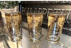 3 VTG Cera Atlas Old World Map Highball Glass Gold Carat Etched Beer Tumbler Set — photo 4