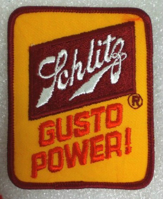 1970's Schlitz Brewing Co. Gusto Power Embroidered Patch  NEW!