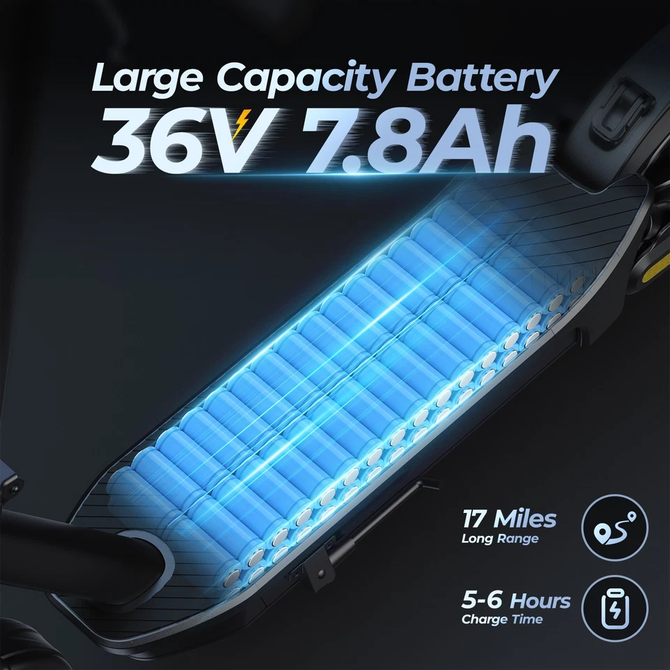 Scooter elétrico 500W para adultos 22MPH 20 milhas alcance pneus sólidos 8,5" - Imagem 4 de 4