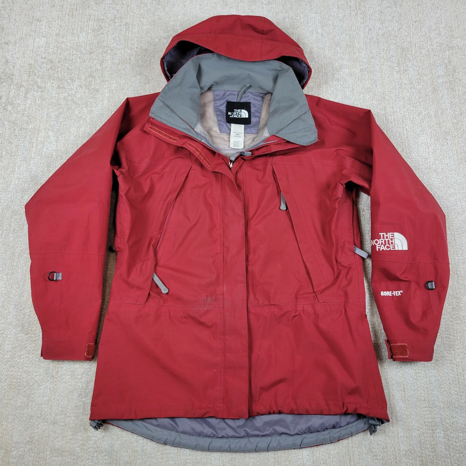 The North Face Gore Tex Jacket Womens M Red Full Zip Hooded Ski Snow Waterproof