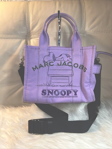 Auth MARC JACOBS PEANUTS The Snoopy Canvas Mini Tote Bag Light Purple Small