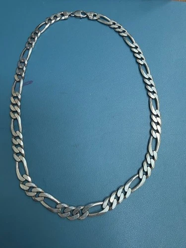 Sterling Silver Figaro Chain Necklace | 925 Silver 10mm Chain 24" 106.2G