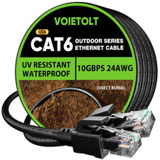 300ft Cat 6 Direct Burial Ethernet Cable - UV  Water-Resistant for Outdoor Use