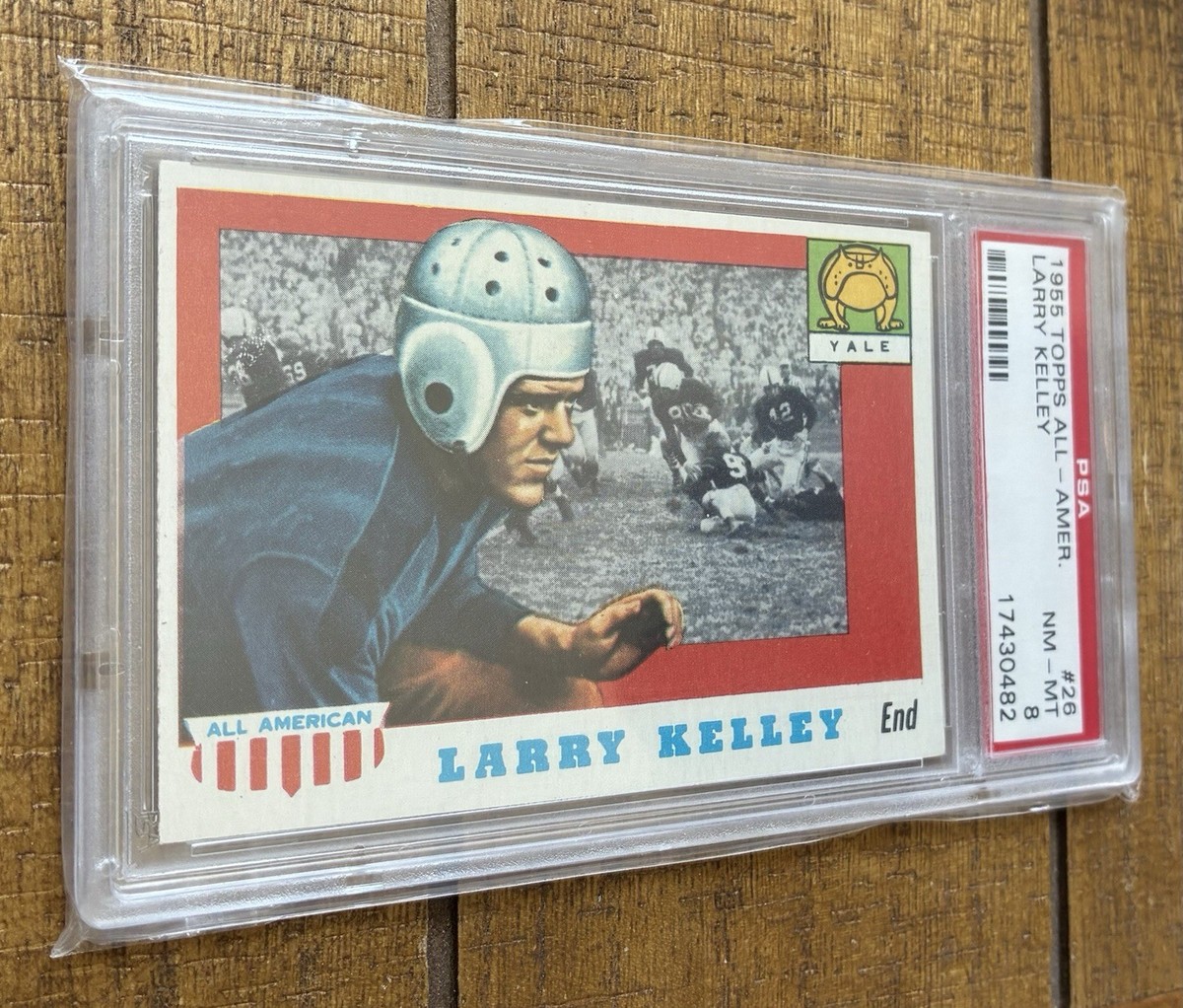 1955 Topps All-American #26 LARRY KELLEY Heisman Trophy 1936 PSA 8