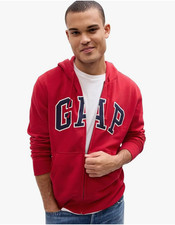 SPRING SALE  GAP mens Heritage Logo Full-Zip Hoodie, Red Apple XXL