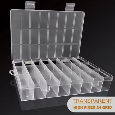 24-Gitter-Fach Aus Kunststoff, Aufbewahrungsbox Für Schmuck, Ohrringe, Perlensch