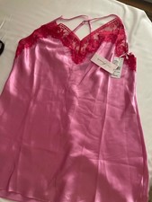 NWT Linea Donatella Women s Satin Lace-Trim Sleepwear, Chemise, Pink, XL