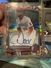 2025 Bowman Christian Moore Snack Pack Peanuts Refractor Autograph 1/5 SSP🔥 /5