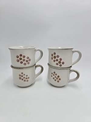 4x Denby Gypsy Kaffeetassen Vintage Steingut Dotty Flower England Retro 70er sehr guter Zustand