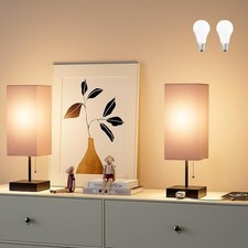 Blue Touch Lamps for Nightstand Set of 2 Bedside Table Lamp for Bedroom with...