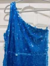 Fashion Nova Turquoise Sequin One Shoulder Gown Long Sleeveless M