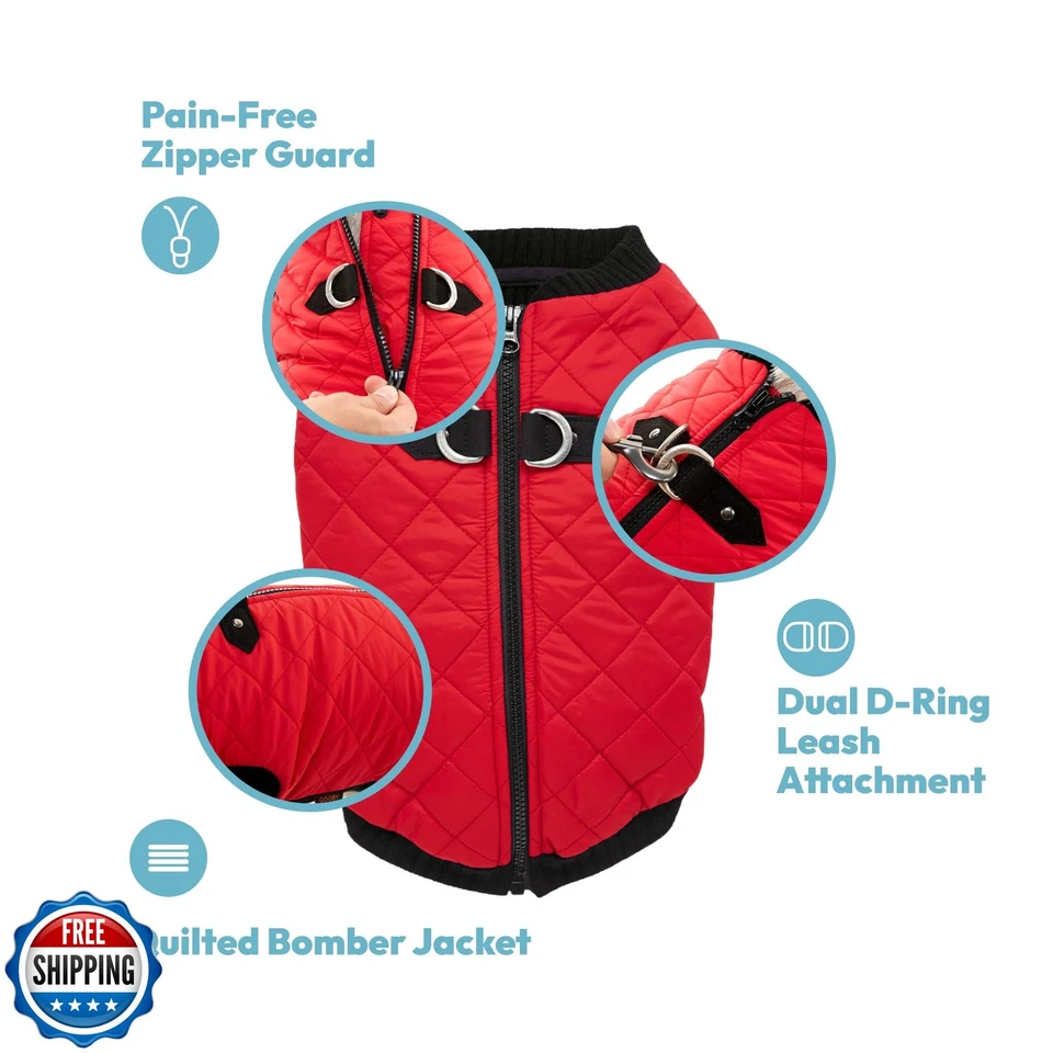 Gooby Fashion Vest Dog Jacket - Orange, Medium - Warm Zip Up Dog Bomber Vest - Image 4 of 4