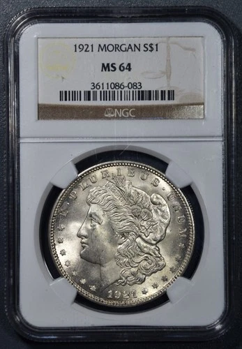 1921 $1 MORGAN SILVER DOLLAR KM# 110 NGC MS 64 A6541