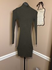 Derek Heart Green Ribbed Knit Turtleneck Long Sleeve Short Bodycon Dress Size S