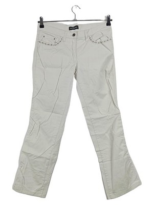 Roccobarocco Damen Stoffhose Weiß Gr. 38 Nieten Casual Baumwolle