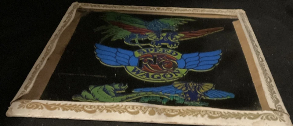 Espejo de premio vintage 12x12 años 80 REO Speed Wagon Carnaval paseo marítimo raro Foto 3 de 4