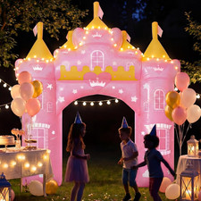 10 Ft Princess Inflatable Arch Outdoor Decor, Pink Princess Castle Arch Blow up