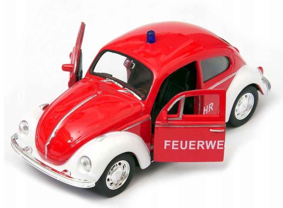 Welly Volkswagen Maggiolino Fire Deparment Rosso Scala 1:34 1:39 Auto 4,5... - Immagine 2 di 4