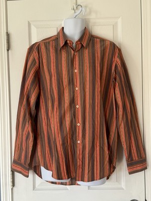 Robert Graham Flip Cuffs Shirt Size Large Striped